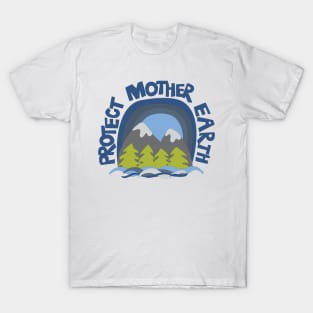 Protect Mother Earth Illustrated Mountain Climate Change Ambassador T-Shirt